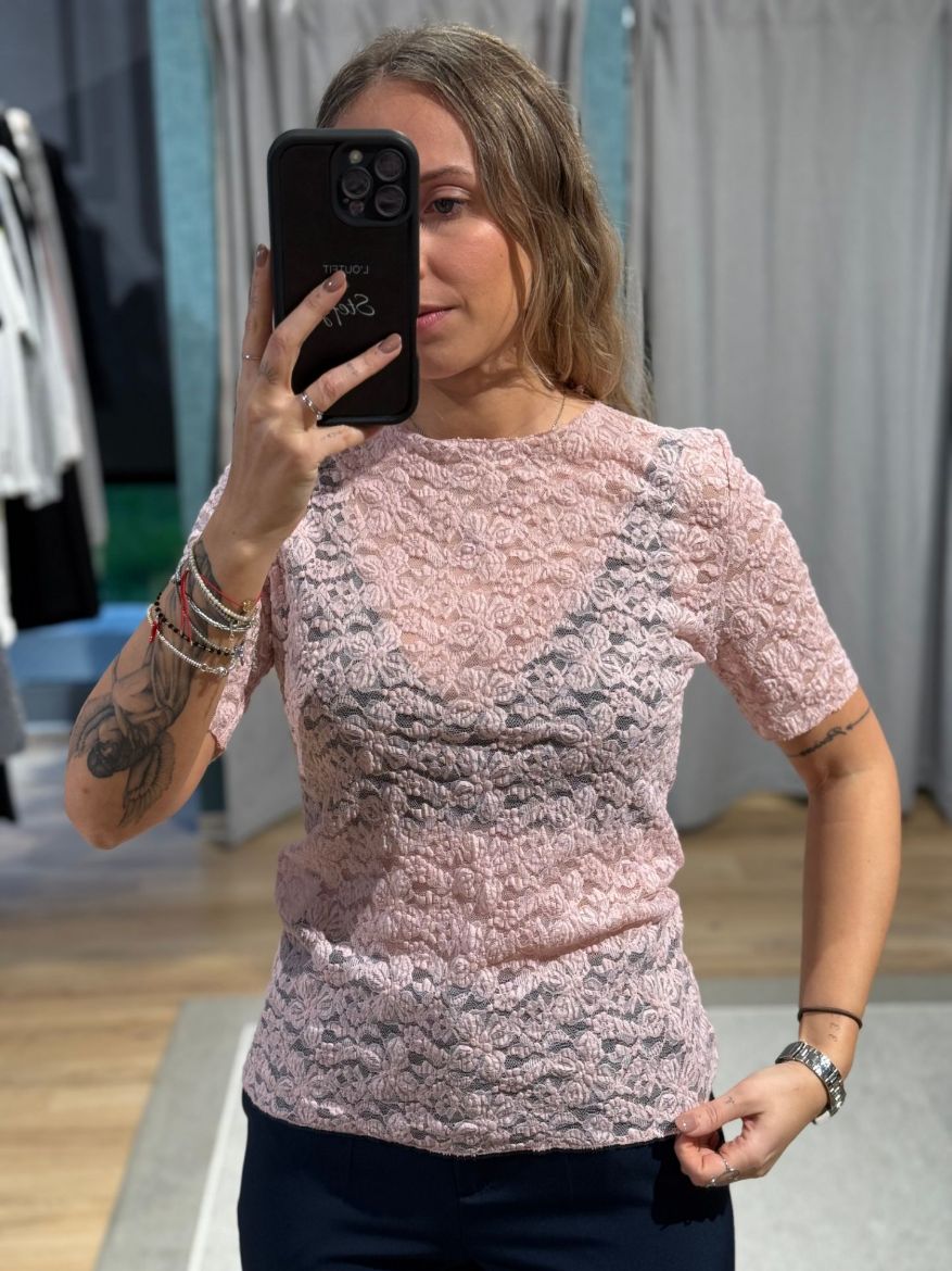 Immagine di MAGLIA IN PIZZO MANICA CORTA