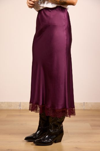 Immagine di GONNA VISCOSA PIZZO - Disponibile in MARRONE, BORDEAUX