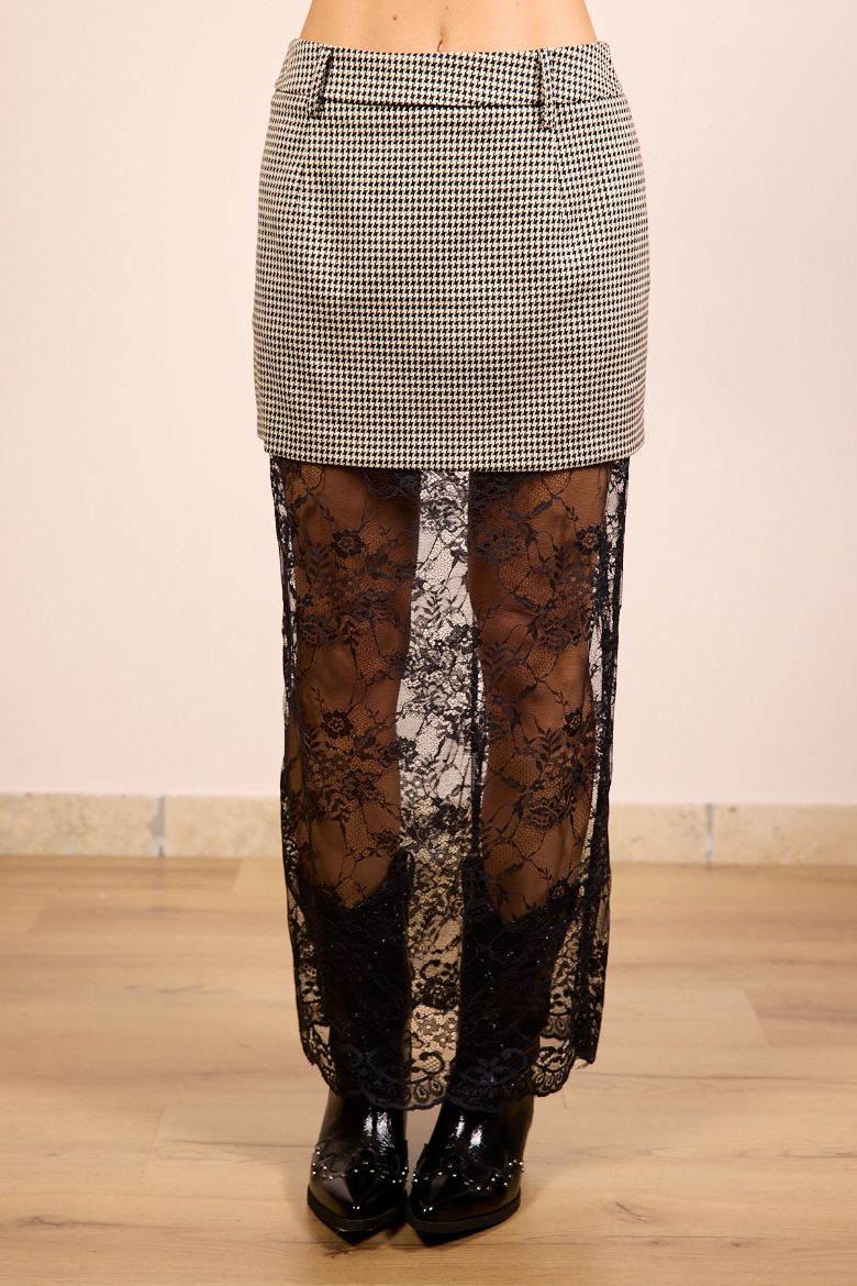 Immagine di TOP + GONNA PIED DE POULE PIZZO