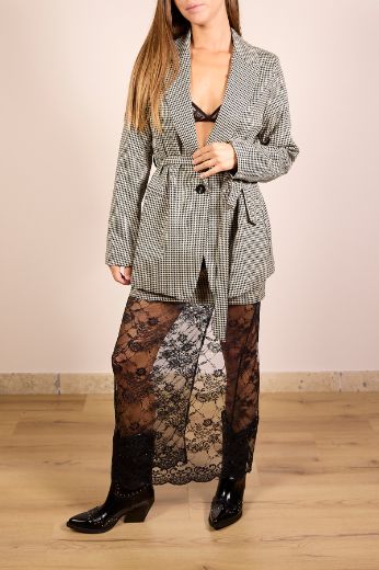 Immagine di TOP + GONNA PIED DE POULE PIZZO