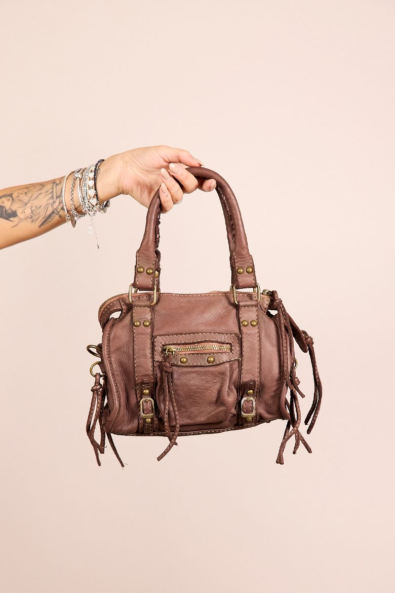 Immagine di BORSA IN PELLE CITY BAG MINI VINTAGE - Disponibile in NERO, MARRONE