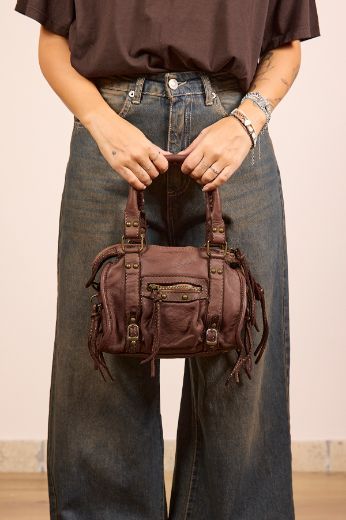 Immagine di BORSA IN PELLE CITY BAG MINI VINTAGE - Disponibile in NERO, MARRONE