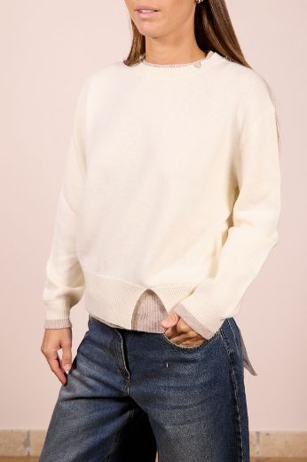 Immagine di MAGLIONE BICOLOR 100% LANA - Disponibile in MARRONE, PANNA, GRIGIO, BEIGE, GRIGIO SCURO, GRIGIO CHIARO, TAUPE