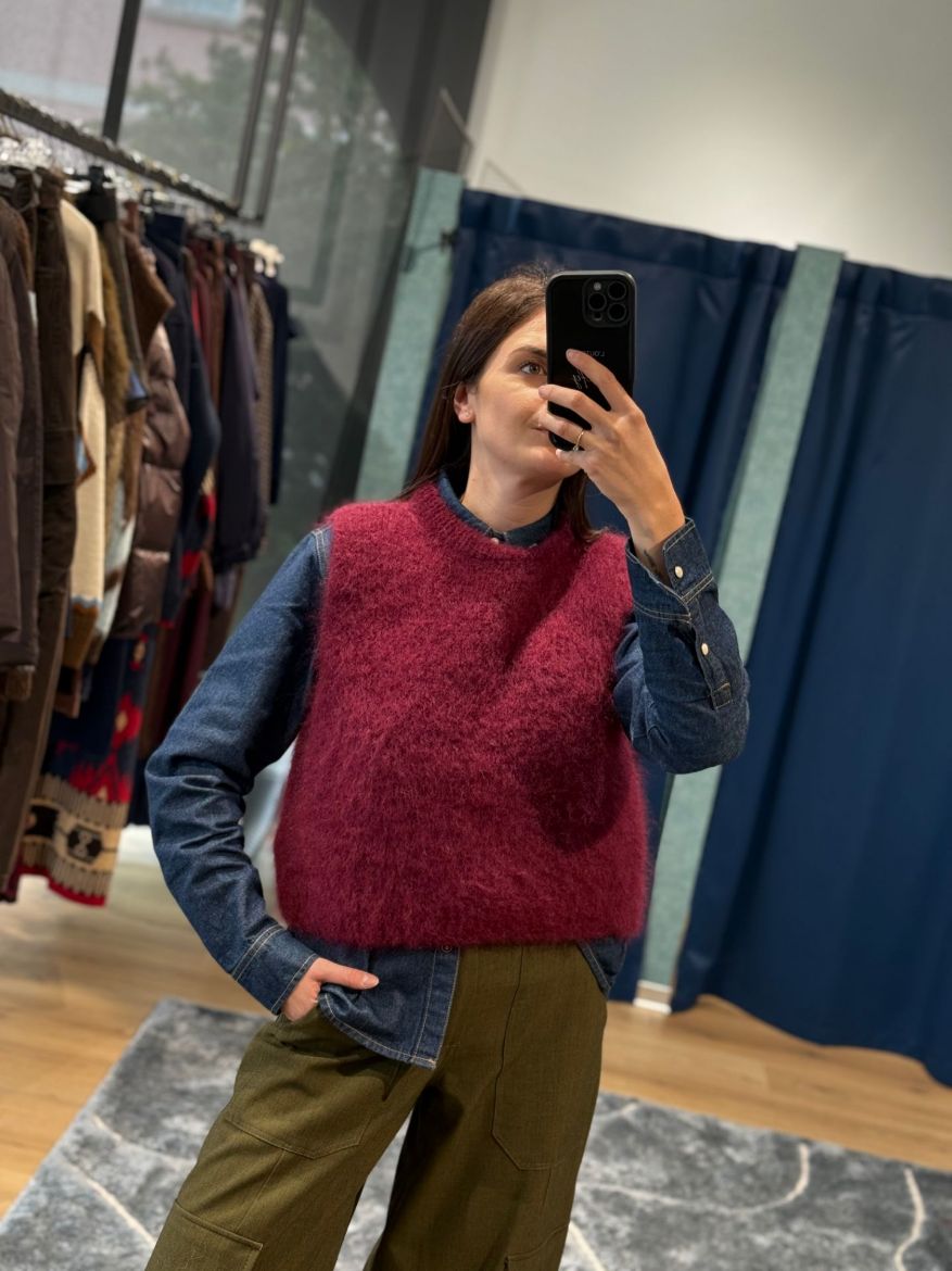 Immagine di GILET MISTO MOHAIR - Disponibile in VERDE, PRUGNA, GRIGIO, BORDEAUX, MARRONE