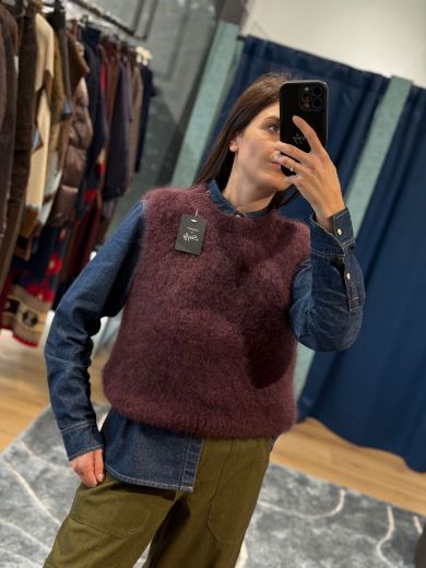 Immagine di GILET MISTO MOHAIR - Disponibile in VERDE, PRUGNA, GRIGIO, BORDEAUX, MARRONE