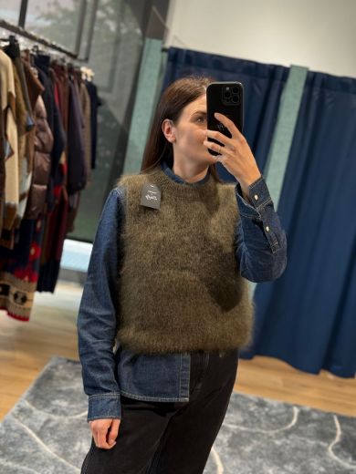 Immagine di GILET MISTO MOHAIR - Disponibile in VERDE, PRUGNA, GRIGIO, BORDEAUX, MARRONE