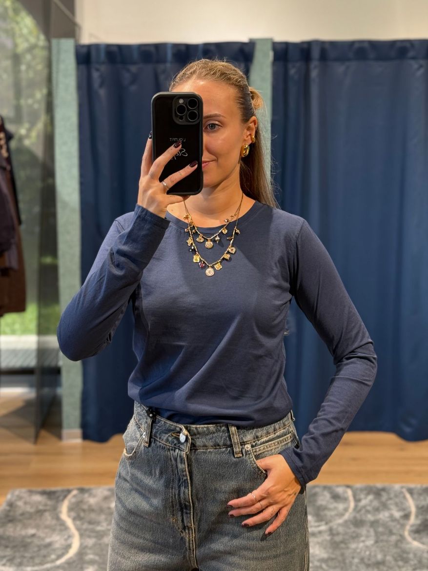 Immagine di MAGLIA MANICA LUNGA GIROCOLLO - Disponibile in NERO, MARRONE, GRIGIO, BORDEAUX, BLU, BIANCO