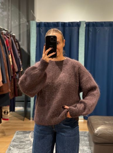 Immagine di MAGLIONE MOHAIR OVERSIZE - Disponibile in PRUGNA, MARRONE, GRIGIO