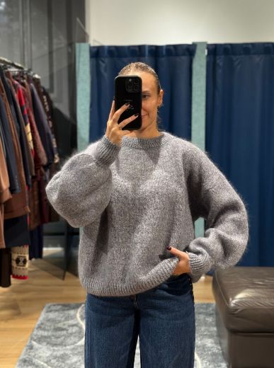 Immagine di MAGLIONE MOHAIR OVERSIZE - Disponibile in PRUGNA, MARRONE, GRIGIO
