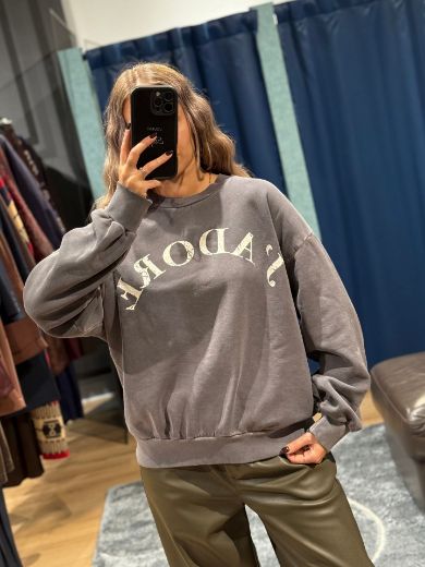 Immagine di FELPA OVER J'ADORE - Disponibile in GRIGIO, BURGUNDY