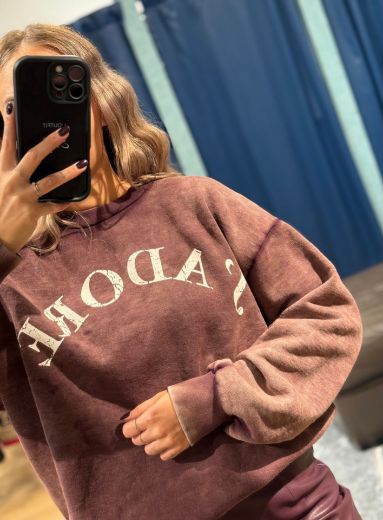 Immagine di FELPA OVER J'ADORE - Disponibile in GRIGIO, BURGUNDY