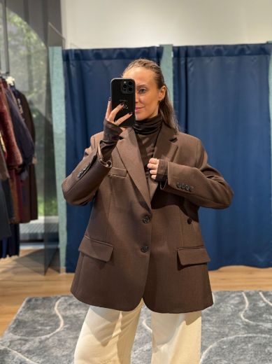 Immagine di BLAZER OVERSIZE DOPPIA CHIUSURA - Disponibile in MARRONE, GRIGIO, NERO