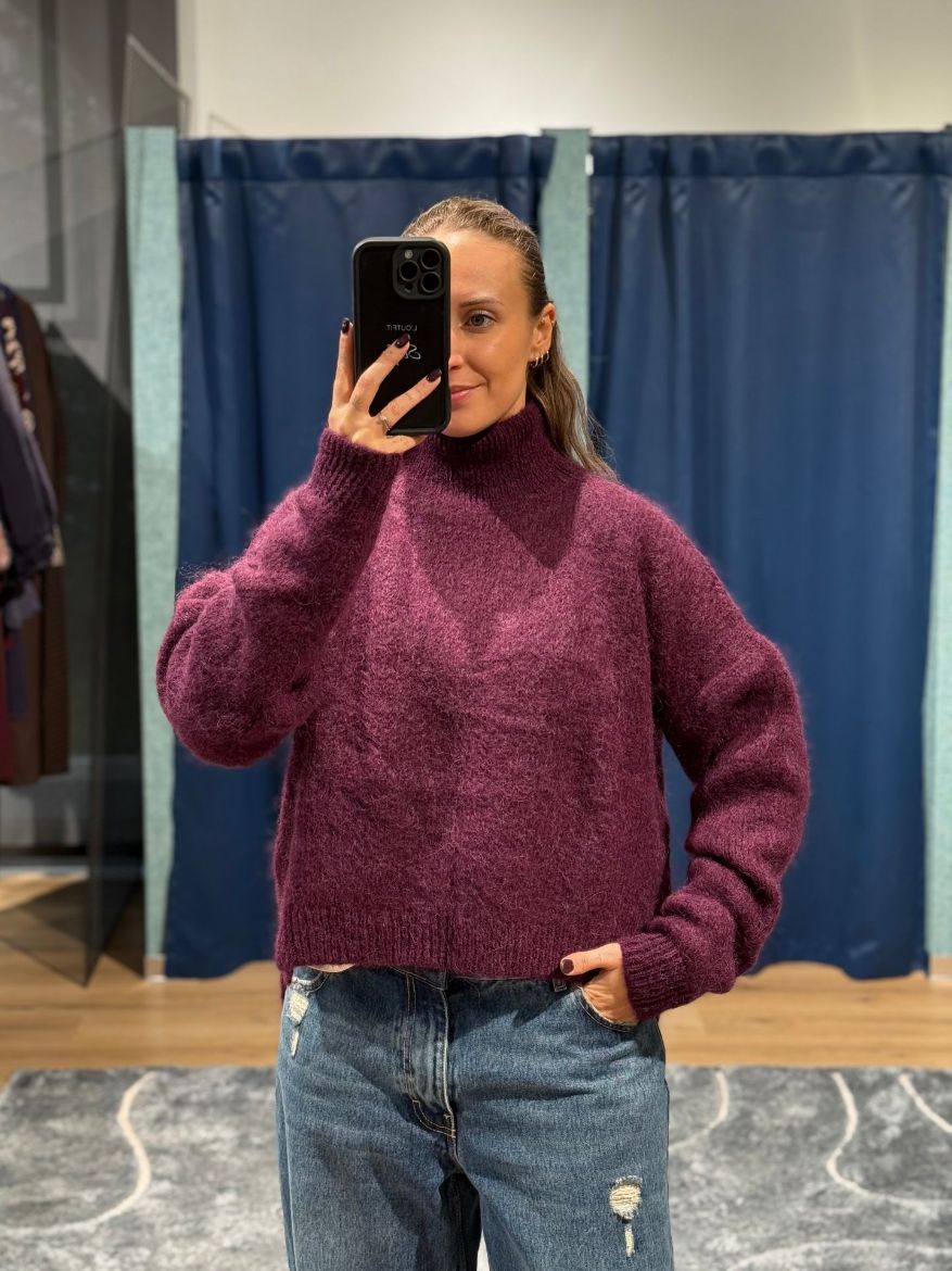 Immagine di MAGLIONE MISTO MOHAIR - Disponibile in NERO, MARRONE, ROSSO