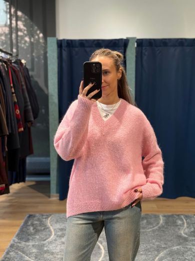 Immagine di MAGLIONE SCOLLO A V - Disponibile in VERDE, AZZURRO, ARANCIONE, ROSA, MARRONE