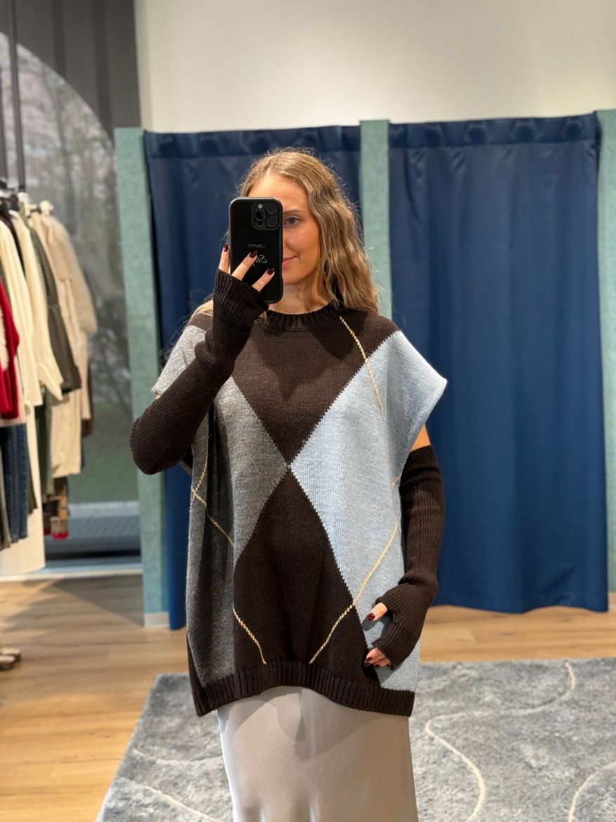 Immagine di GILET OVER ROMBI CON MANICOTTI