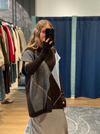 Immagine di GILET OVER ROMBI CON MANICOTTI