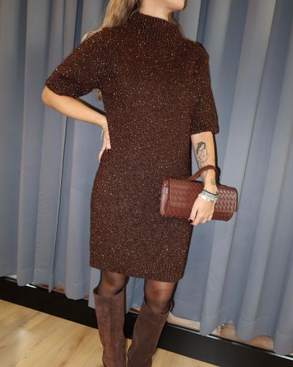 Immagine di ABITO LUREX COLLO VULCANO - Disponibile in NERO, MARRONE