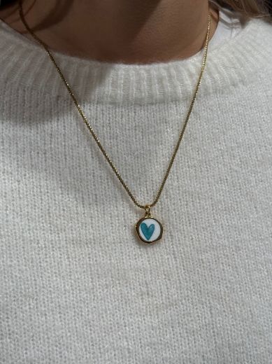 Immagine di COLLANA CHARM CUORE - Disponibile in VERDE, ROSSO, AZZURRO