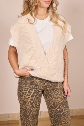 Immagine di GILET MAXI SCOLLO - Disponibile in PANNA, OLIO, BLU