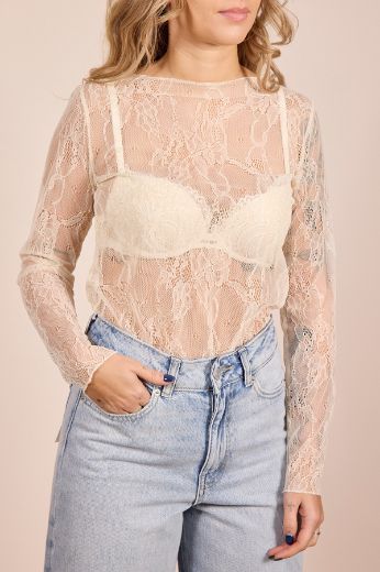 Immagine di MAGLIA PIZZO - Disponibile in PANNA, NERO, MORO, BIANCO, ROSA, GIALLO, AZZURRO