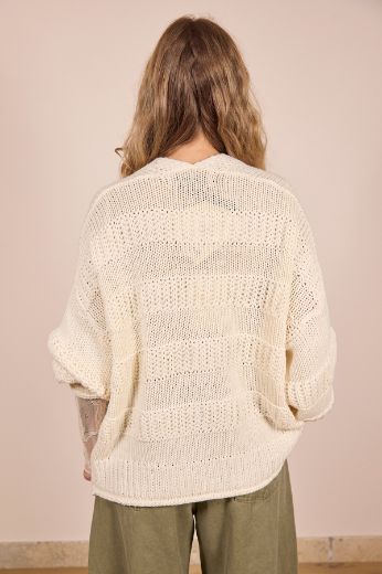 Immagine di CARDIGAN 3 BOTTONI RIGHE - Disponibile in PANNA, NOCCIOLA, CIELO