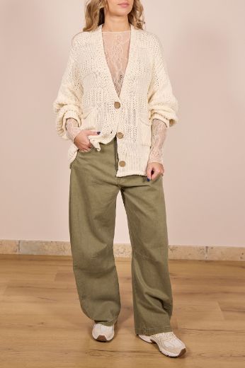 Immagine di CARDIGAN 3 BOTTONI RIGHE - Disponibile in PANNA, NOCCIOLA, CIELO