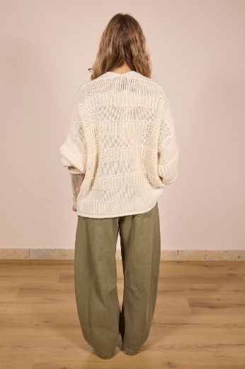 Immagine di CARDIGAN 3 BOTTONI RIGHE - Disponibile in PANNA, NOCCIOLA, CIELO