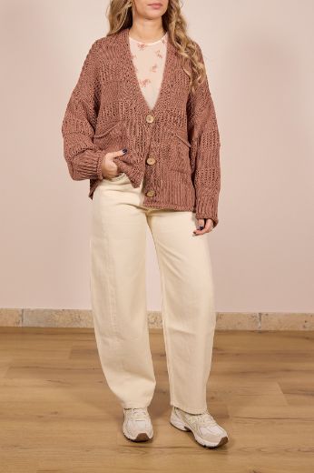 Immagine di CARDIGAN 3 BOTTONI RIGHE - Disponibile in PANNA, NOCCIOLA, CIELO
