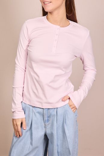 Immagine di MAGLIA MANICA LUNGA BOTTONI - Disponibile in VERDE, ROSA, NERO, MARRONE, BLU, BIANCO