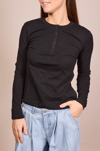 Immagine di MAGLIA MANICA LUNGA BOTTONI - Disponibile in VERDE, ROSA, NERO, MARRONE, BLU, BIANCO