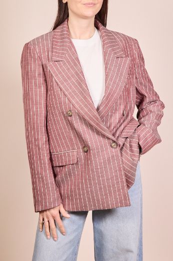 Immagine di BLAZER GESSATO OVER - Disponibile in BLU, BORDEAUX, BEIGE