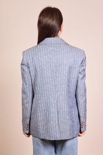 Immagine di BLAZER GESSATO OVER - Disponibile in BLU, BORDEAUX, BEIGE