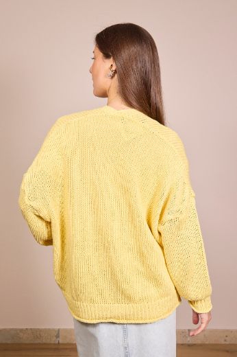Immagine di CARDIGAN 3 BOTTONI - Disponibile in GIALLO, ROSSO, PANNA, ROSA, MARRONE, AZZURRO