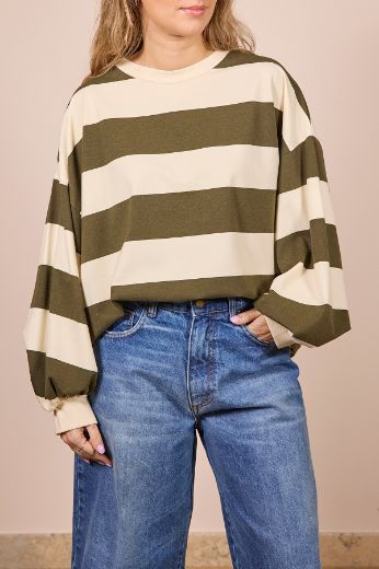 Immagine di MAGLIA RIGHE OVER - Disponibile in VERDE MILITARE, ROSSO