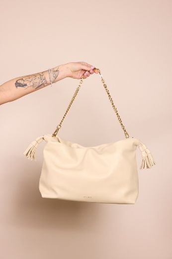 Immagine di BORSA TASSEL - Disponibile in VERDE MILITARE, NERO, CREMA