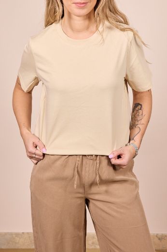 Immagine di T-SHIRT RIA COTONE ORGANICO - Disponibile in BEIGE, BIANCO, ROSA, VERDE, AZZURRO, MARRONE, FUCSIA, NERO, BLU, VERDE BOSCO, VERDE MILITARE, BORDEAUX, GIALLO, ROSSO