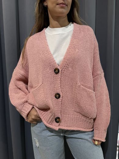 Immagine di CARDIGAN 3 BOTTONI - Disponibile in GIALLO, ROSSO, PANNA, ROSA, MARRONE, AZZURRO