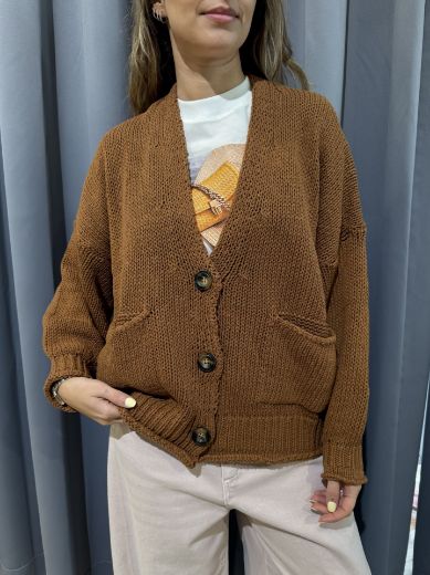 Immagine di CARDIGAN 3 BOTTONI - Disponibile in GIALLO, ROSSO, PANNA, ROSA, MARRONE, AZZURRO