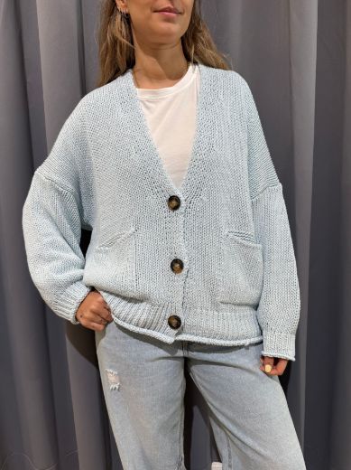 Immagine di CARDIGAN 3 BOTTONI - Disponibile in GIALLO, ROSSO, PANNA, ROSA, MARRONE, AZZURRO