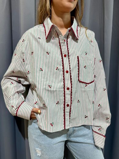 Immagine di CAMICIA CILIEGIE - Disponibile in VERDE/ROSA, AZZURRO