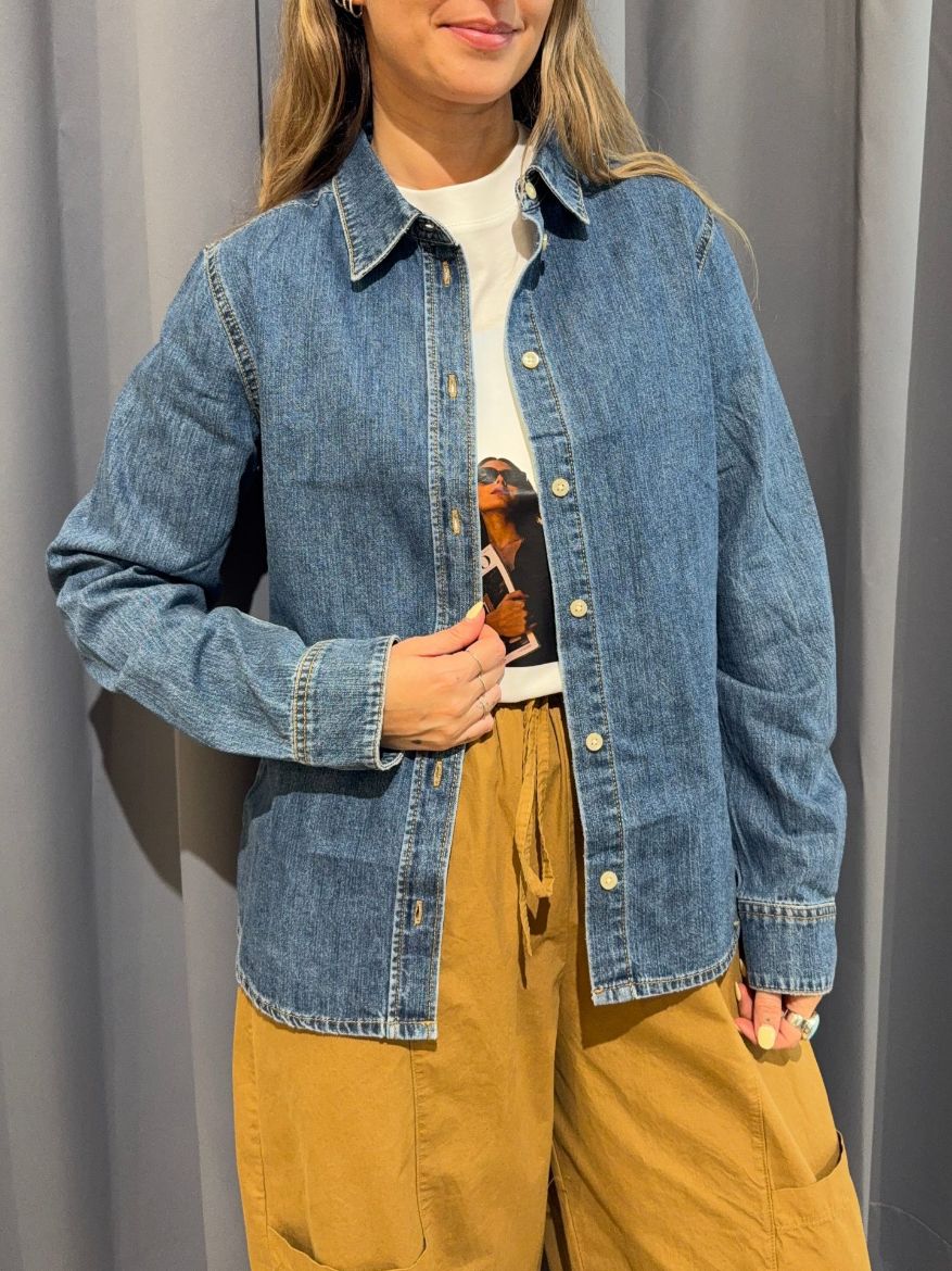 Immagine di CAMICIA DENIM ROSE - Disponibile in BLU, AZZURRO