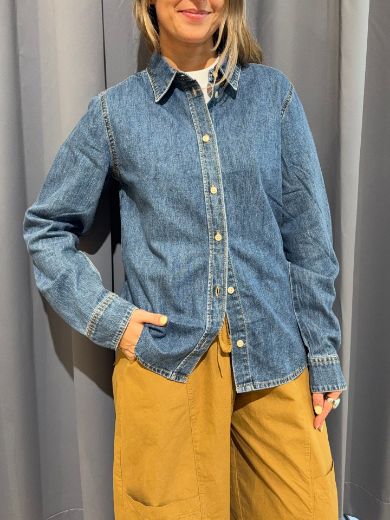 Immagine di CAMICIA DENIM ROSE - Disponibile in BLU, AZZURRO