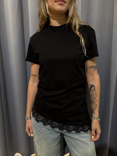 Immagine di T-SHIRT PIZZO SFIANCATA - Disponibile in NERO, BIANCO