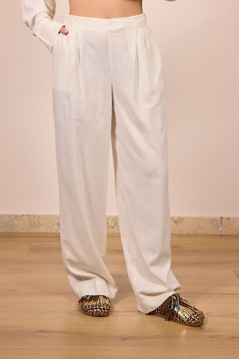 Immagine di PANTALONE LINO ALMIRA - Disponibile in BISCOTTO, PANNA