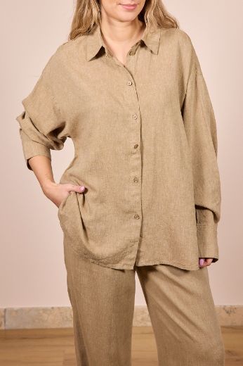 Immagine di CAMICIA LINO ALMIRA - Disponibile in BISCOTTO, PANNA
