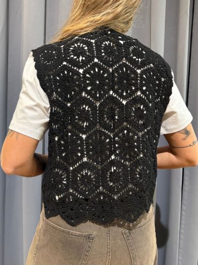 Immagine di GILET CROCHET - Disponibile in NERO, BURRO