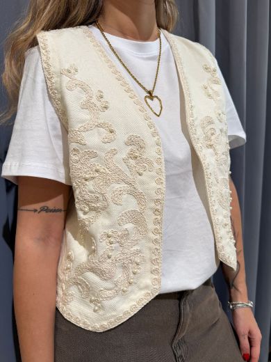 Immagine di GILET RICAMATO - Disponibile in BLU, BEIGE